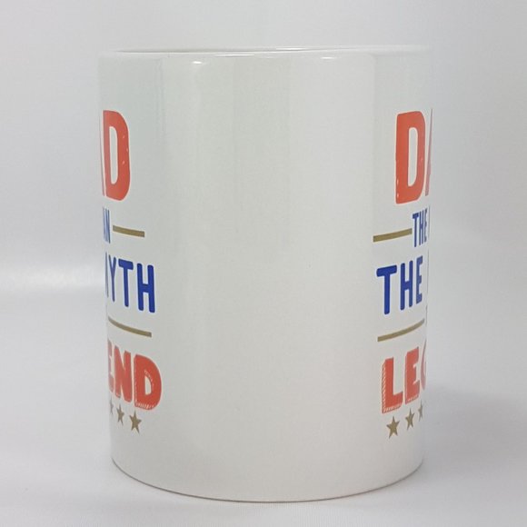NWT Statement Mug "Dad the Myth the Legend" Quote White Blue Orange Gold Ceramic - Picture 5 of 9